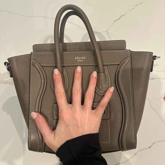 CELINE - Micro Luggage Handbag in Drummed Calfskin Leather in Souris - Picture 6 of 9